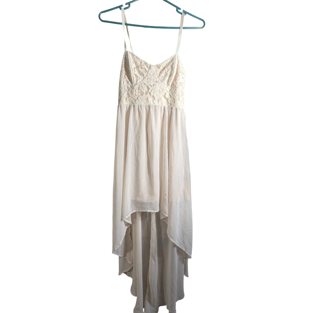 Babydoll Fairy High Low Dress Medium Mesh Lace Cream Angel Ethereal Hoco
